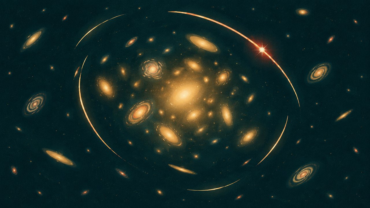 Illustration zur Meldung: 200.000 Erdumrundungen: Zum Jubiläum richtet sich Hubble auf eine Supernova, die wieder aufleuchten soll