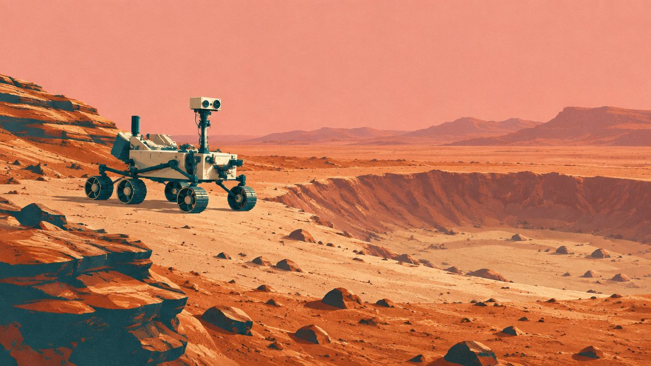 Illustration zur Meldung: Im Jezero-Krater auf dem Mars hat mindestens dreimal Wasser gewirkt
