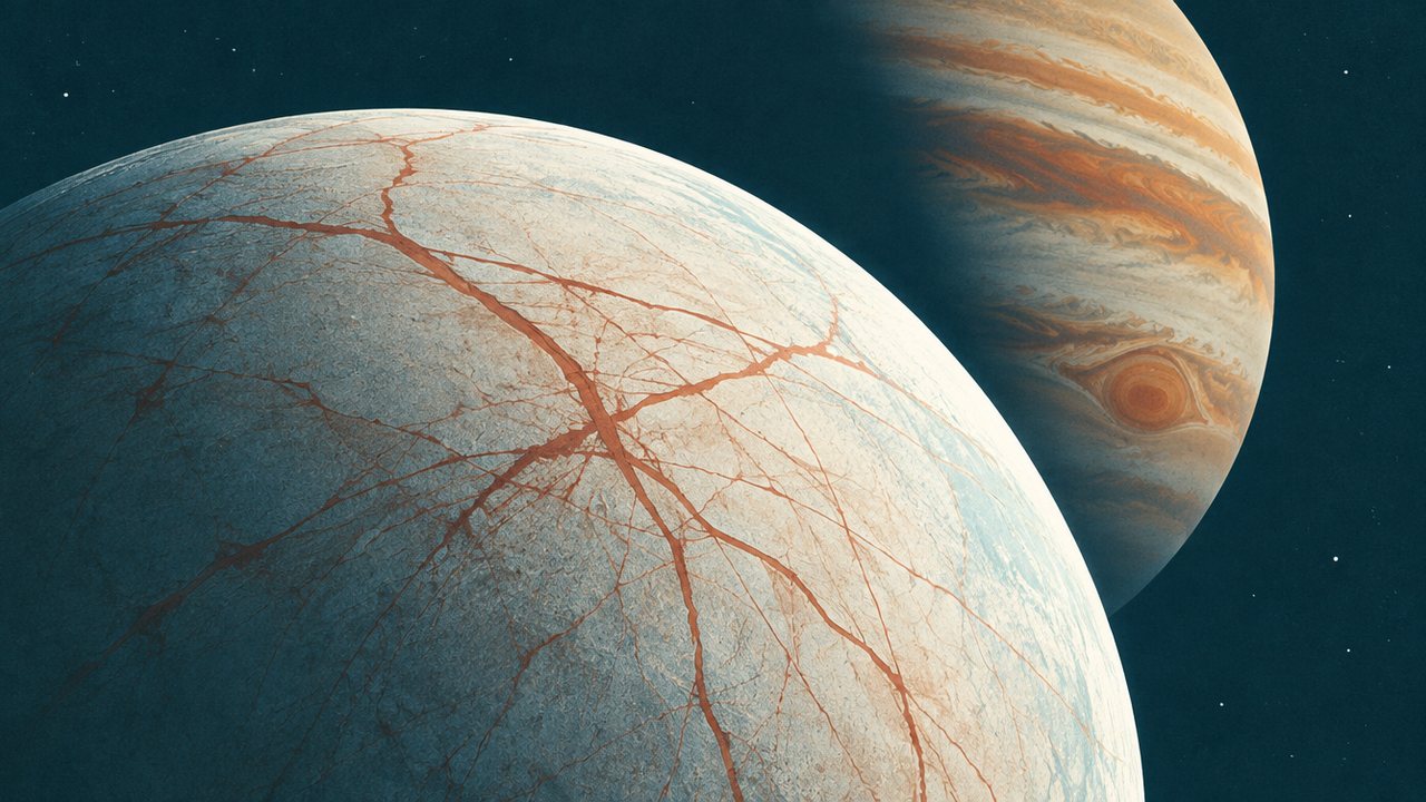 Illustration zur Meldung: Die Jupiter-Sonde Juice hat die Erde gestreift, um Schwung zu holen